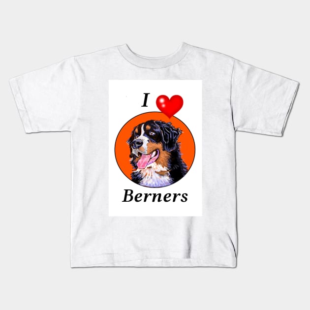 I LOVE BERNERS CARTOON ORANGE Kids T-Shirt by MarniD9